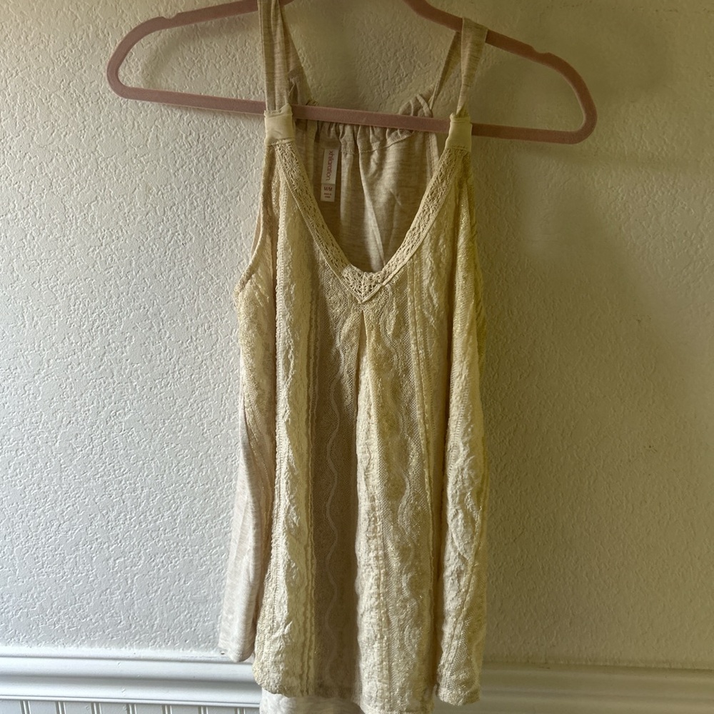 Beautiful stitched tank top with unique hand stitched collar